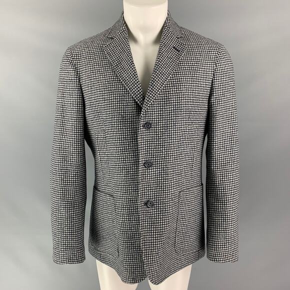 NEIMAN MARCUS Size 40 Wool Black & White Houndstooth Notch Lapel Sport Coat - Picture 1 of 6